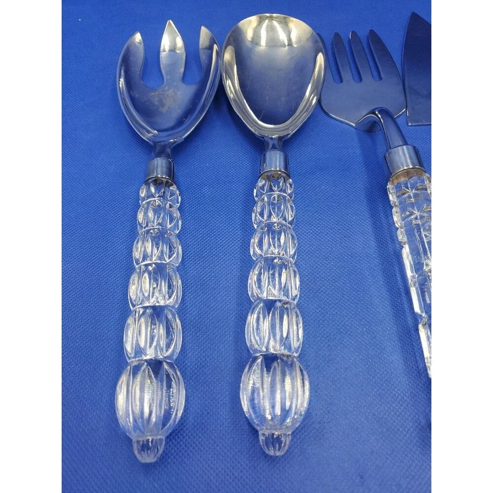 Mikasa Austria Crystal Handle And Silver Plated 6 Piece Serving Set